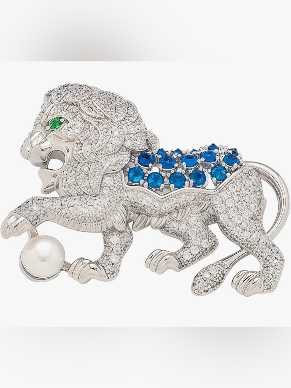 Gorgeous Neiman Marcus Silver Crystal Lion brooch so amazing